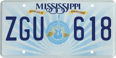 MS license plate ZGU618