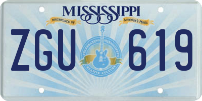 MS license plate ZGU619
