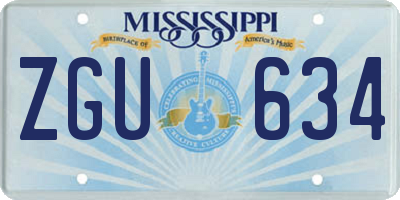 MS license plate ZGU634