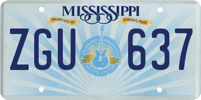 MS license plate ZGU637
