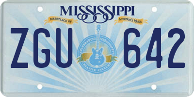 MS license plate ZGU642