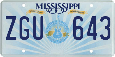 MS license plate ZGU643