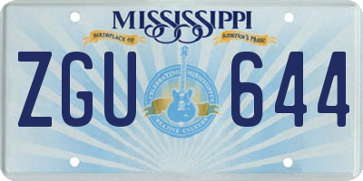 MS license plate ZGU644