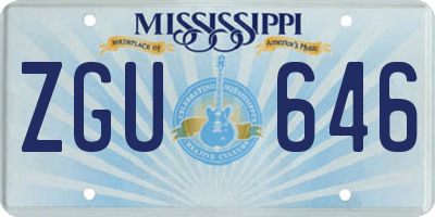 MS license plate ZGU646