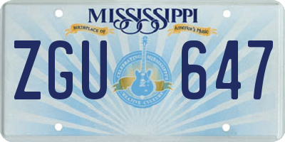MS license plate ZGU647