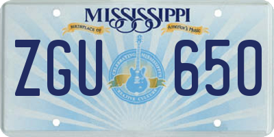 MS license plate ZGU650