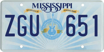 MS license plate ZGU651