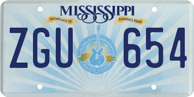 MS license plate ZGU654
