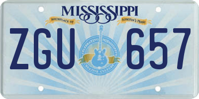 MS license plate ZGU657