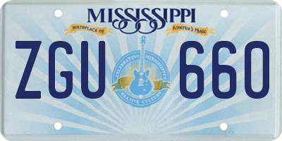 MS license plate ZGU660
