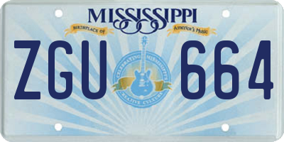 MS license plate ZGU664
