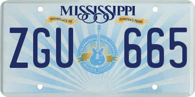 MS license plate ZGU665