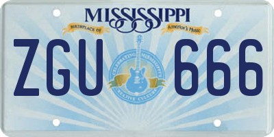 MS license plate ZGU666