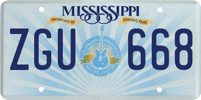 MS license plate ZGU668