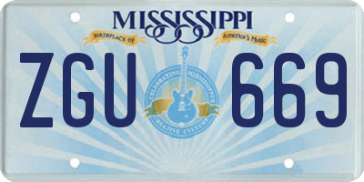 MS license plate ZGU669