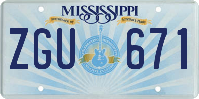 MS license plate ZGU671