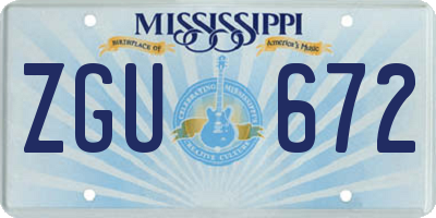 MS license plate ZGU672