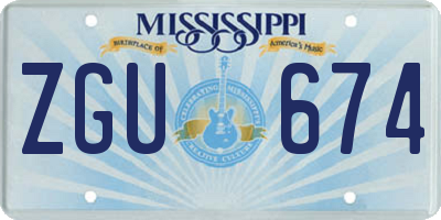 MS license plate ZGU674