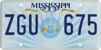 MS license plate ZGU675