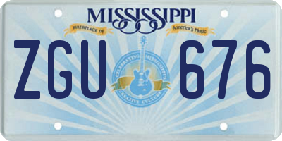 MS license plate ZGU676