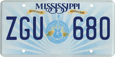 MS license plate ZGU680