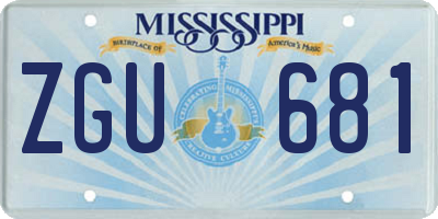 MS license plate ZGU681