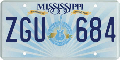 MS license plate ZGU684