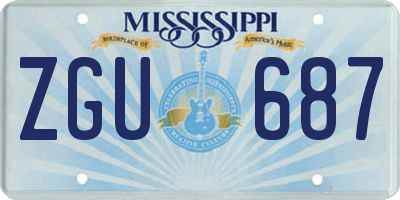 MS license plate ZGU687