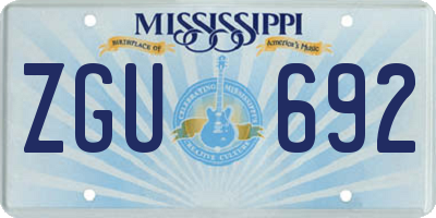 MS license plate ZGU692