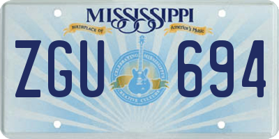 MS license plate ZGU694