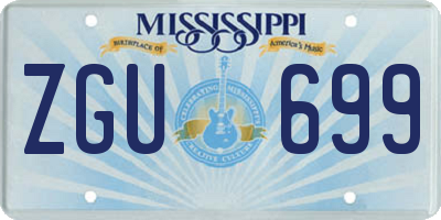 MS license plate ZGU699