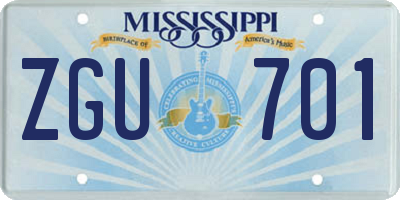 MS license plate ZGU701