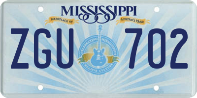 MS license plate ZGU702