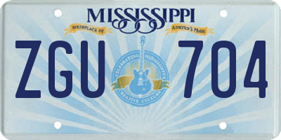 MS license plate ZGU704