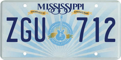 MS license plate ZGU712