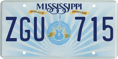 MS license plate ZGU715