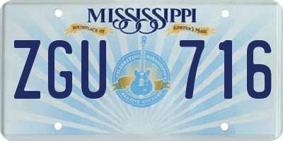 MS license plate ZGU716