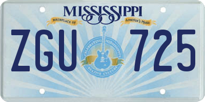 MS license plate ZGU725