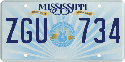 MS license plate ZGU734