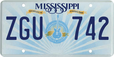 MS license plate ZGU742