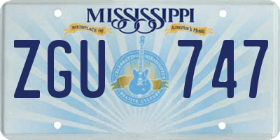 MS license plate ZGU747