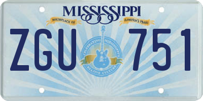 MS license plate ZGU751