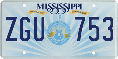 MS license plate ZGU753