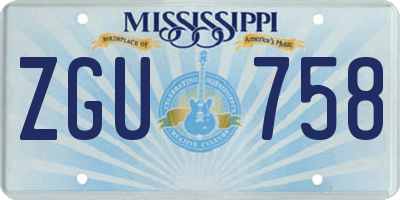 MS license plate ZGU758