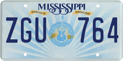 MS license plate ZGU764