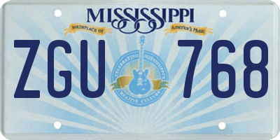 MS license plate ZGU768