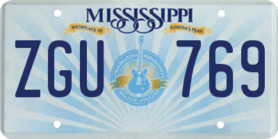 MS license plate ZGU769
