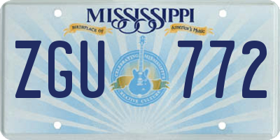 MS license plate ZGU772