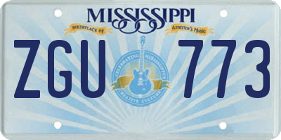 MS license plate ZGU773