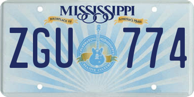 MS license plate ZGU774